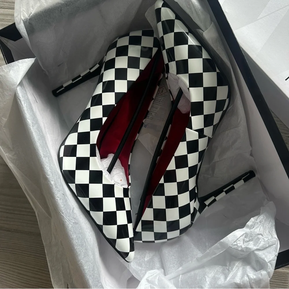 Nine West Black and White Checkered Pumps - Picture 1 of 5